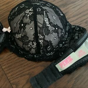 Black Lace strapless Bra by Victoria Secret Pink